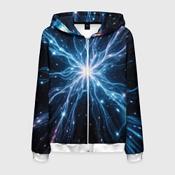 Толстовка 3D на молнии мужская Всплеск света и звезды - космическая абстракция, цвет: 3D-белый