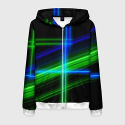 Толстовка 3D на молнии мужская Color blue black green, цвет: 3D-белый
