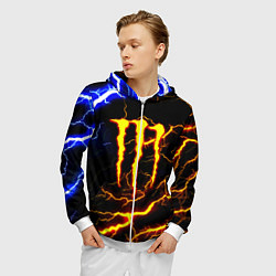 Толстовка 3D на молнии мужская Monster energy шторм, цвет: 3D-белый — фото 2