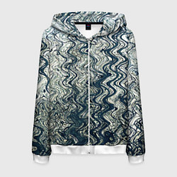 Мужская толстовка на молнии Бело-синий искажённые абстрактные линии