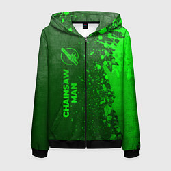 Мужская толстовка на молнии Chainsaw Man - green gradient по-вертикали