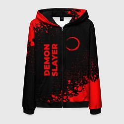 Толстовка 3D на молнии мужская Demon Slayer - red gradient вертикально, цвет: 3D-черный