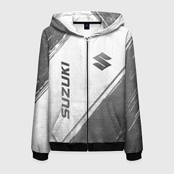 Толстовка 3D на молнии мужская Suzuki - white gradient вертикально, цвет: 3D-черный
