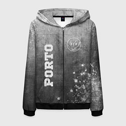 Толстовка 3D на молнии мужская Porto - grey gradient вертикально, цвет: 3D-черный