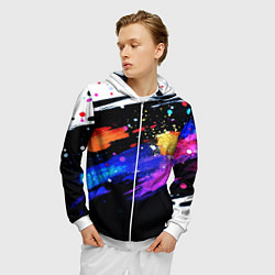 Толстовка 3D на молнии мужская Разноцветные блестящие кляксы - текстура, цвет: 3D-белый — фото 2