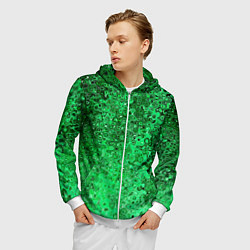 Толстовка 3D на молнии мужская Зелёный малахит абстрактная текстура, цвет: 3D-белый — фото 2