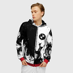 Толстовка 3D на молнии мужская BMW black fire, цвет: 3D-красный — фото 2