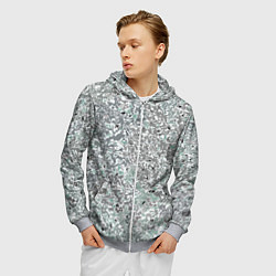 Толстовка 3D на молнии мужская Перламутровый серо-голубой паттерн, цвет: 3D-меланж — фото 2