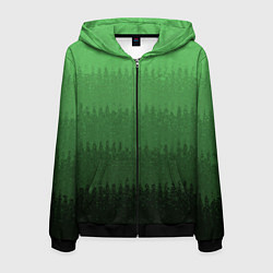 Толстовка 3D на молнии мужская Зеленый градиент текстурные полосы, цвет: 3D-черный