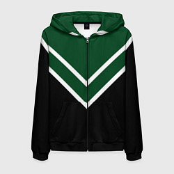 Мужская толстовка на молнии Зелёный с чёрным и белые полосы