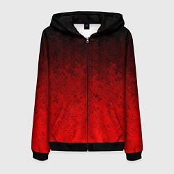 Толстовка 3D на молнии мужская Чёрно-красный текстурный градиент, цвет: 3D-черный