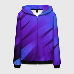 Толстовка 3D на молнии мужская Сине-фиолетовый абстрактные линии, цвет: 3D-черный
