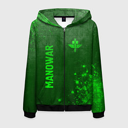Толстовка 3D на молнии мужская Manowar - green gradient вертикально, цвет: 3D-черный