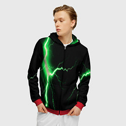 Толстовка 3D на молнии мужская Lightning green, цвет: 3D-красный — фото 2