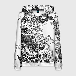 Мужская толстовка на молнии Татуировка дракона на белом