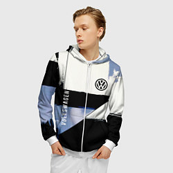 Толстовка 3D на молнии мужская Volkswagen логотип, цвет: 3D-белый — фото 2