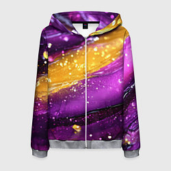 Мужская толстовка на молнии Фиолетовая текстура с желтой полосой