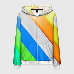 Толстовка 3D на молнии мужская Striped, цвет: 3D-белый