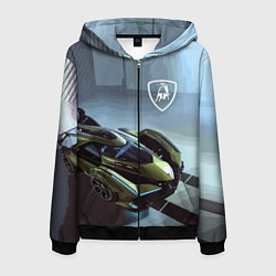 Толстовка 3D на молнии мужская Lamborghini - motorsport extreme, цвет: 3D-черный