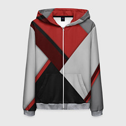 Толстовка 3D на молнии мужская Color black red grey, цвет: 3D-меланж