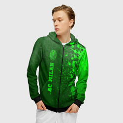 Толстовка 3D на молнии мужская AC Milan - green gradient по-вертикали, цвет: 3D-черный — фото 2