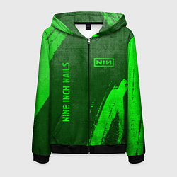 Мужская толстовка на молнии Nine Inch Nails - green gradient вертикально