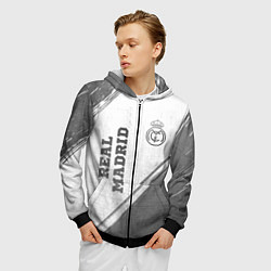 Толстовка 3D на молнии мужская Real Madrid - white gradient вертикально, цвет: 3D-черный — фото 2