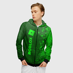 Толстовка 3D на молнии мужская Roblox - green gradient по-вертикали, цвет: 3D-черный — фото 2