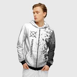 Толстовка 3D на молнии мужская CreepyPasta - white gradient по-вертикали, цвет: 3D-черный — фото 2
