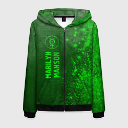 Мужская толстовка на молнии Marilyn Manson - green gradient по-вертикали