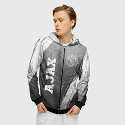 Толстовка 3D на молнии мужская Ajax - grey gradient вертикально, цвет: 3D-черный — фото 2
