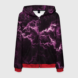 Толстовка 3D на молнии мужская Lightning pink glow, цвет: 3D-красный