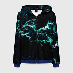 Толстовка 3D на молнии мужская Lightning light blue glow, цвет: 3D-синий