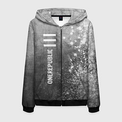 Толстовка 3D на молнии мужская OneRepublic - grey gradient по-вертикали, цвет: 3D-черный