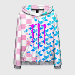 Толстовка 3D на молнии мужская Monster energy neon anime, цвет: 3D-меланж