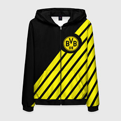 Толстовка 3D на молнии мужская Borussia geometry yellow, цвет: 3D-черный