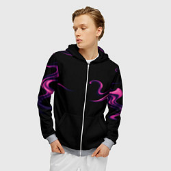 Толстовка 3D на молнии мужская Color pink abstraction, цвет: 3D-меланж — фото 2