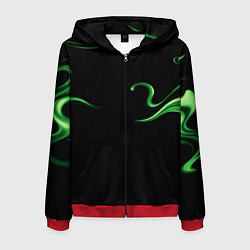 Толстовка 3D на молнии мужская The color is light green abstraction, цвет: 3D-красный