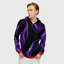 Толстовка 3D на молнии мужская Purple abstraction, цвет: 3D-красный — фото 2