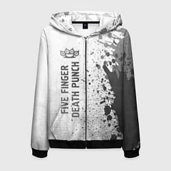 Толстовка 3D на молнии мужская Five Finger Death Punch - white gradient по-вертик, цвет: 3D-черный