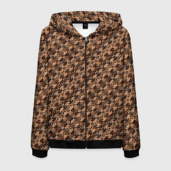 Мужская толстовка на молнии Тёмный коричневый полосы узоры