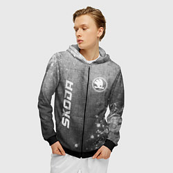 Толстовка 3D на молнии мужская Skoda - grey gradient вертикально, цвет: 3D-черный — фото 2