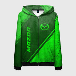 Толстовка 3D на молнии мужская Mazda - green gradient вертикально, цвет: 3D-черный