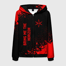 Толстовка 3D на молнии мужская Bring Me the Horizon - red gradient вертикально, цвет: 3D-черный