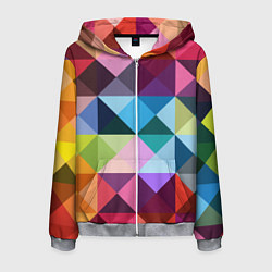 Толстовка 3D на молнии мужская Цветные квадраты, цвет: 3D-меланж
