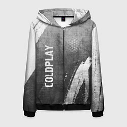 Толстовка 3D на молнии мужская Coldplay - grey gradient вертикально, цвет: 3D-черный