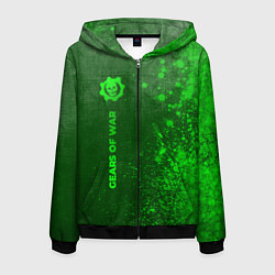Толстовка 3D на молнии мужская Gears of War - green gradient по-вертикали, цвет: 3D-черный