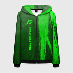 Мужская толстовка на молнии Need for Speed - green gradient по-вертикали