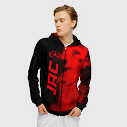 Толстовка 3D на молнии мужская JAC - red gradient по-вертикали, цвет: 3D-черный — фото 2