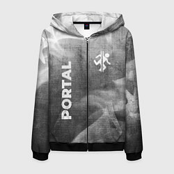 Толстовка 3D на молнии мужская Portal - grey gradient вертикально, цвет: 3D-черный